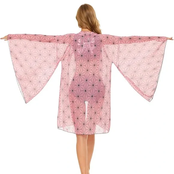 Nezuko Bikini Swimsuit Kimono Cardigan Cover Up - Picture 2 of 4